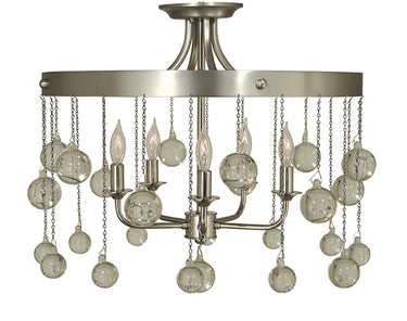 Framburg Falling Stars 5 - Light Satin Pewter with Polished Nickel Flush Mount 4768 SP/PN
