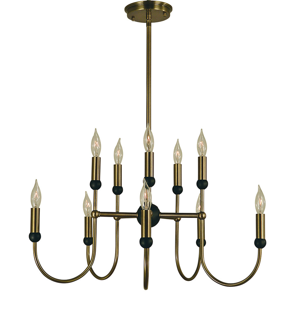 Framburg 10-Light Antique Brass Matte Black Nicole Chandelier