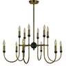 Framburg Nicole 12 - Light Antique Brass with Matte Black Dining Chandelier 4798 AB/MBLACK