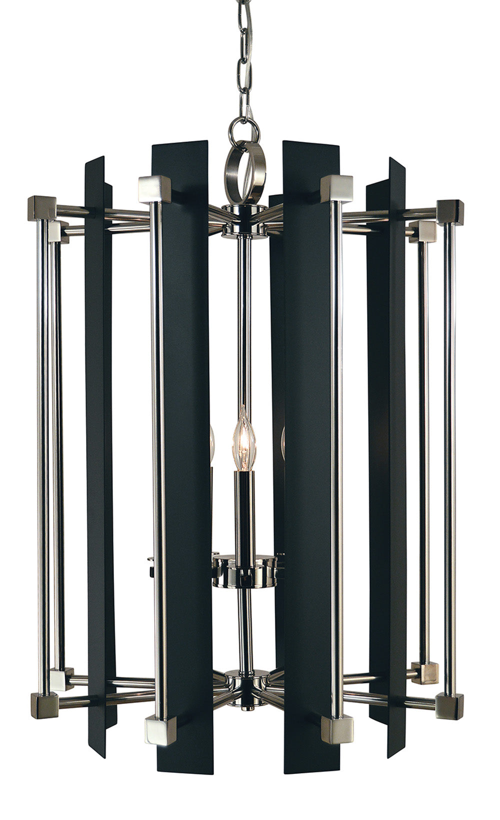 Framburg 5-Light Polished Nickel Matte Black Louvre Chandelier