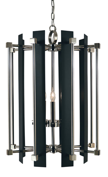 Framburg Louvre 5 - Light Polished Nickel with Matte Black Foyer Chandelier 4805 PN/MBLACK