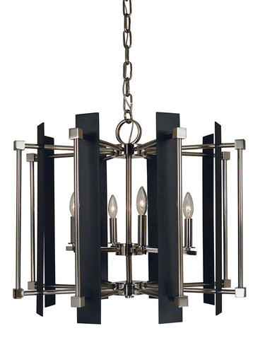 Framburg Louvre 6 - Light Polished Nickel with Matte Black Accents Chandelier 4807 PN/MBLACK
