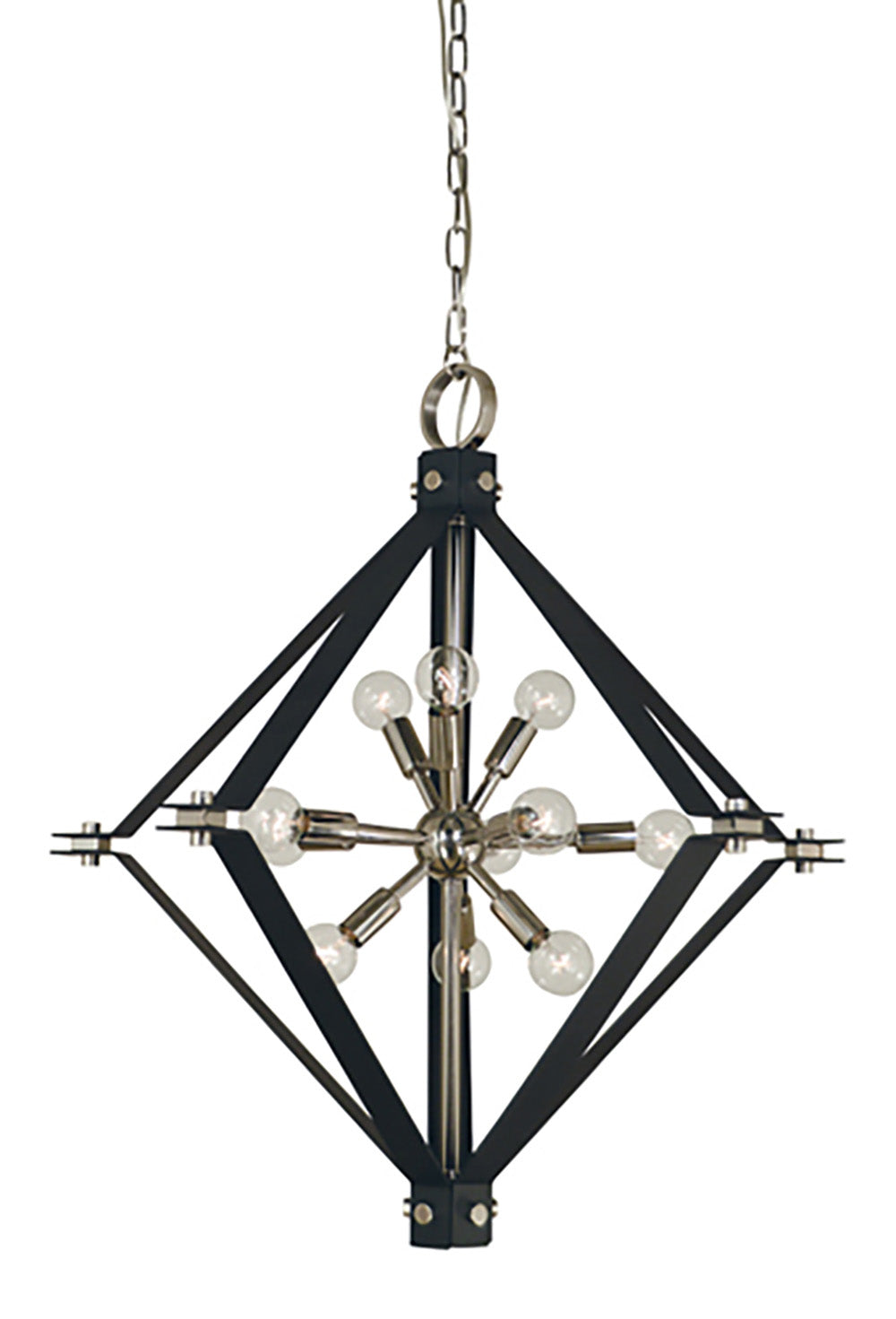 Framburg 11-Light Polished Nickel Matte Black Axis Chandelier