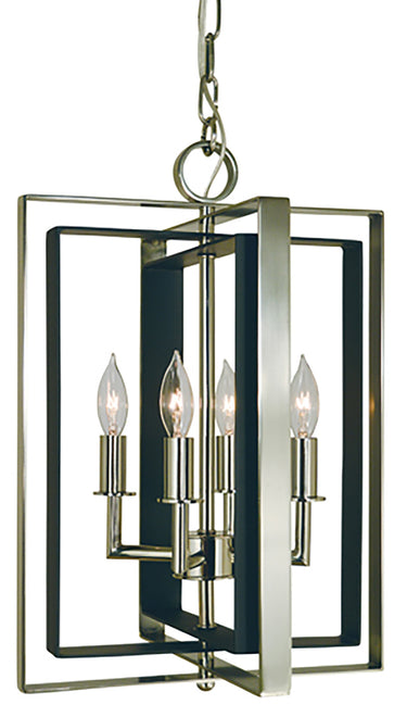 Framburg Symmetry 4 - Light Polished Nickel with Matte Black Mini Chandelier 4860 PN/MBLACK