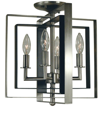Framburg Symmetry 4 - Light Brushed Nickel with Matte Black Accents Flush Mount 4861 BN/MBLACK