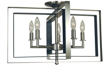 Framburg Symmetry 5 - Light Brushed Nickel with Matte Black Accents Flush Mount 4862 BN/MBLACK