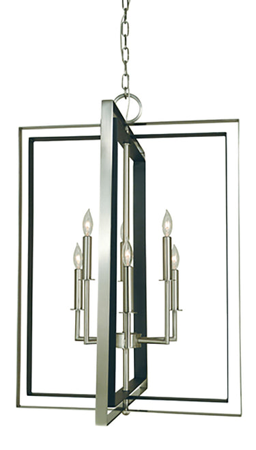 Framburg Symmetry 6 - Light Brushed Nickel with Matte Black Dining Chandelier 4865 BN/MBLACK