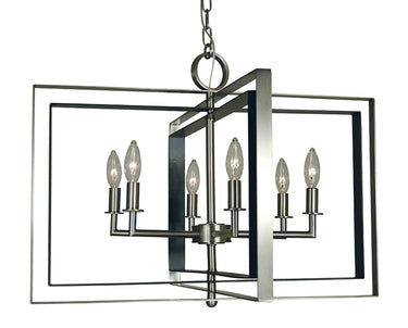 Framburg Symmetry 6 - Light Brushed Nickel with Matte Black Accents Chandelier 4866 BN/MBLACK