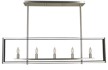 Framburg Symmetry 5 - Light Brushed Nickel with Matte Black Island Chandelier 4869 BN/MBLACK