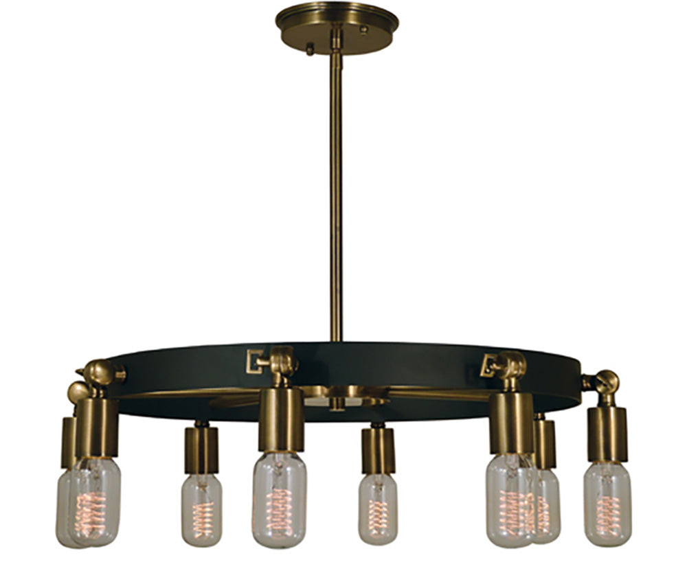 Framburg 8-Light Antique Brass Matte Black Felix Chandelier