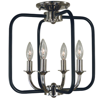 Framburg Boulevard 4 - Light Polished Nickel with Matte Black Accents Flush Mount 4911 PN/MBLACK