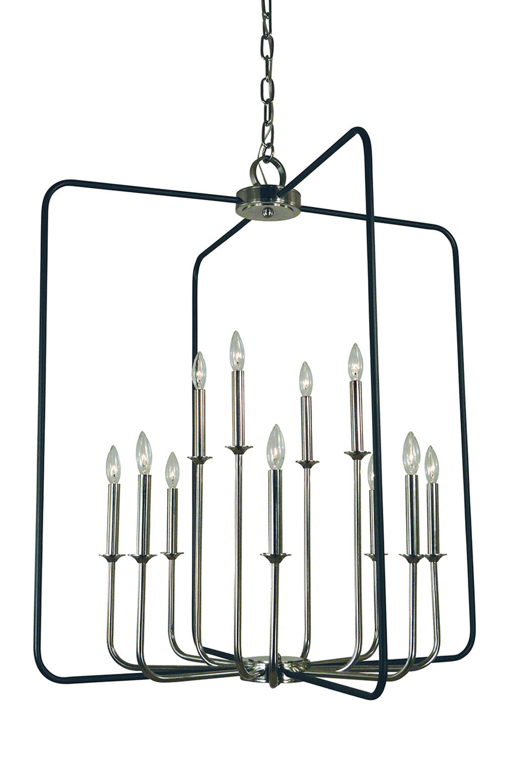Framburg 12-Light Polished Nickel Matte Black Boulevard Chandelier