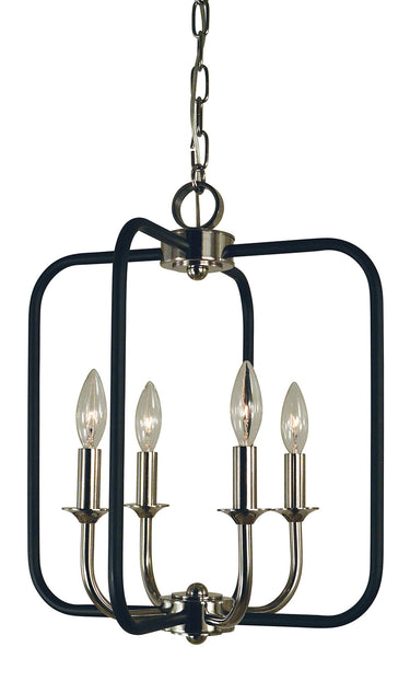 Framburg Boulevard 4 - Light Polished Nickel with Matte Black Accents Chandelier 4914 PN/MBLACK