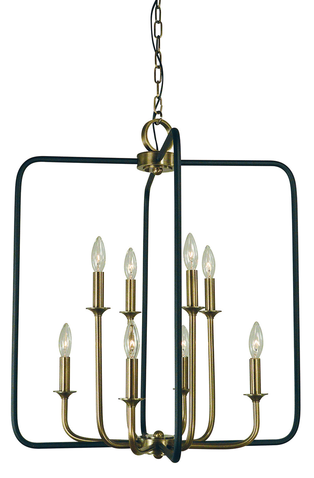 Framburg 8-Light Antique Brass Matte Black Boulevard Chandelier