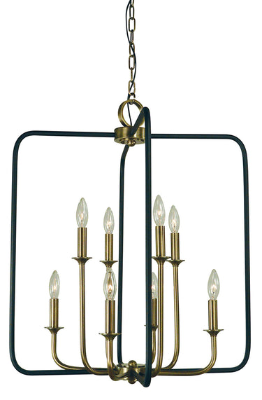 Framburg Boulevard 4 - Light Antique Brass with Matte Black Accents Chandelier 4918 AB/MBLACK