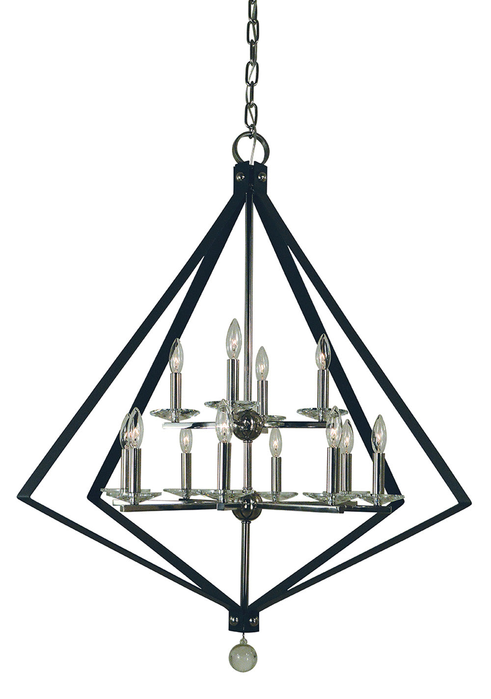 Framburg 12-Light Polished Nickel Matte Black Ice Chandelier