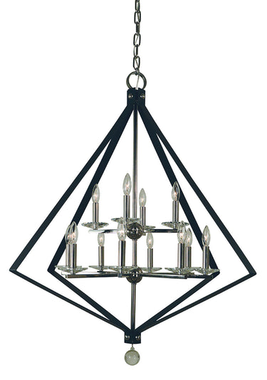 Framburg Ice 12 - Light Polished Nickel with Matte Black Accents Chandelier 4922 PN/MBLACK