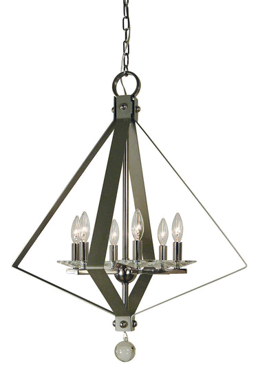 Framburg Ice 6 - Light Polished Nickel with Satin Pewter Accents Chandelier 4926 PN/SP