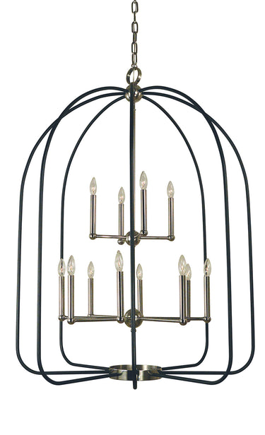 Framburg Boulevard 12 - Light Polished Nickel with Matte Black Accents Chandelier 4932 PN/MBLACK