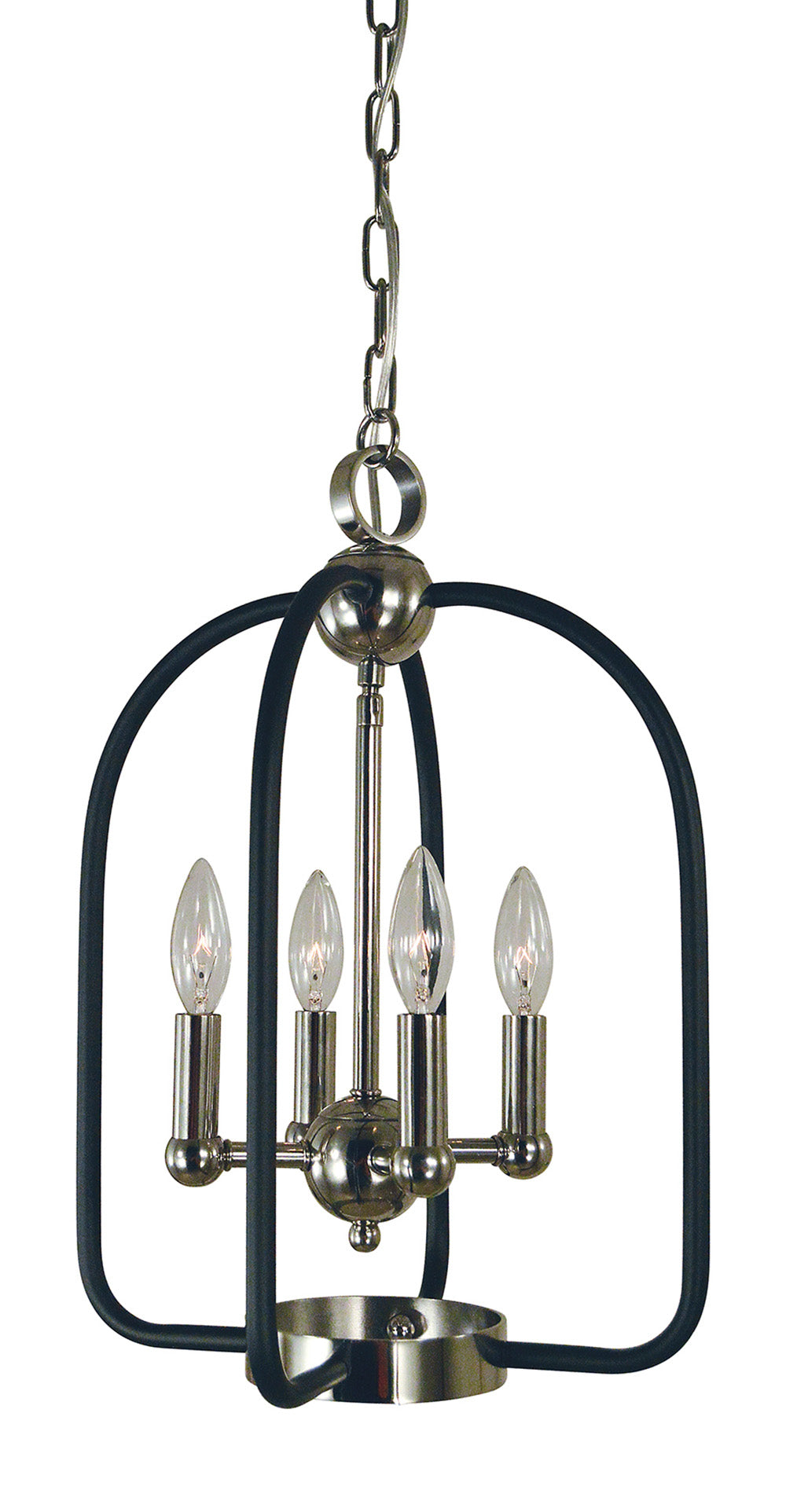 Framburg 4-Light Polished Nickel Matte Black Boulevard Chandelier
