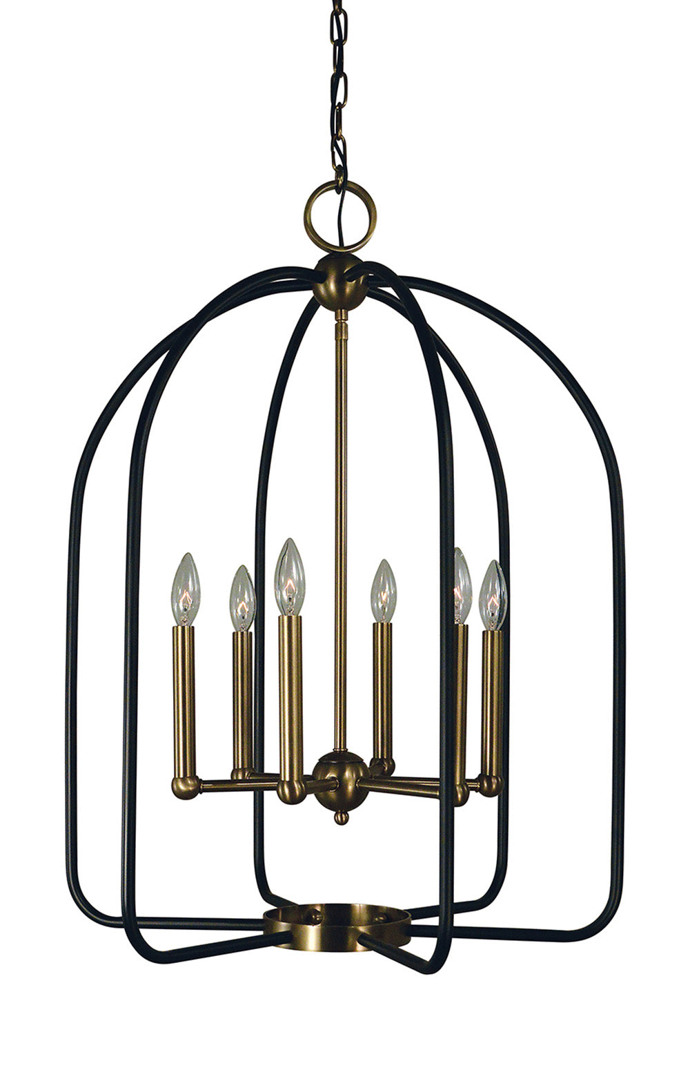 Framburg 6-Light Antique Brass Matte Black Boulevard Chandelier