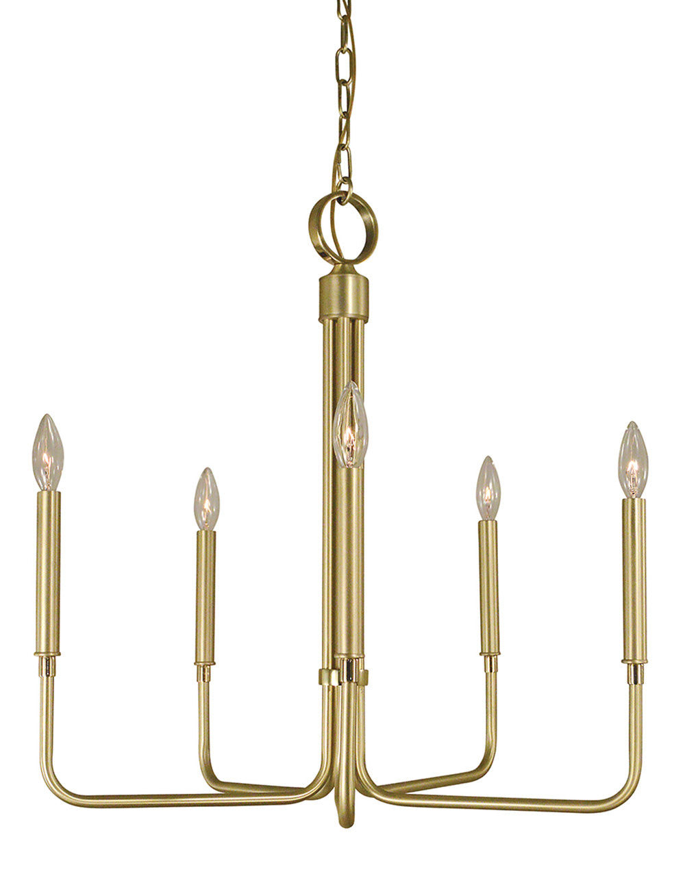 Framburg 5-Light Satin Brass Polished Brass Lara Chandelier