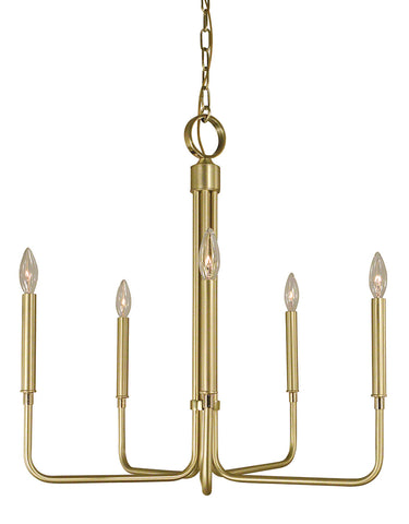Framburg Lara 5 - Light Satin Brass with Polished Brass Accents Chandelier 4955 SB/PB
