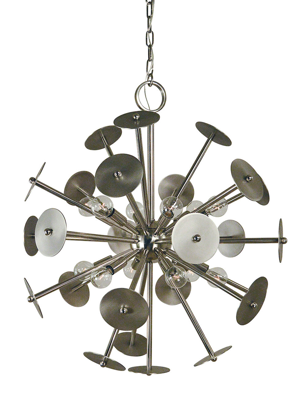 Framburg 12-Light Polished Nickel Satin Pewter Apogee Chandelier