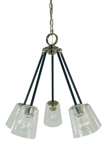 Framburg Felix 5 - Light Polished Nickel with Matte Black Accents Chandelier 4999 PN/MBLACK