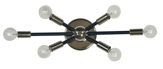 Framburg Simone 6 - Light Polished Nickel with Matte Black Accents Wall Sconce 5015 PN/MBLACK