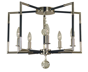Framburg Felicity 5 - Light Polished Nickel with Matte Black Accents Flush Mount 5040 PN/MBLACK