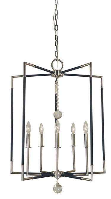 Framburg Felicity 5 - Light Polished Nickel with Matte Black Accents Chandelier 5042 PN/MBLACK