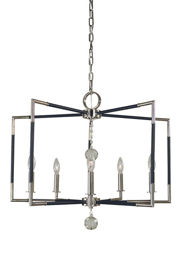 Framburg Felicity 5 - Light Polished Nickel with Matte Black Accents Chandelier 5046 PN/MBLACK