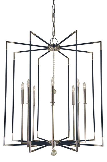 Framburg Felicity 8 - Light Polished Nickel with Matte Black Accents Foyer Chandelier 5048 PN/MBLACK
