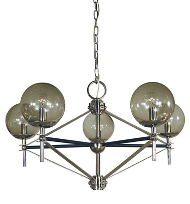 Framburg Calista 5 - Light Polished Nickel with Matte Black Accents Chandelier 5065 PN/MBLACK