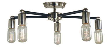 Framburg Nebula 5 - Light Polished Nickel with Matte Black Accents Flush Mount 5082 PN/MBLACK