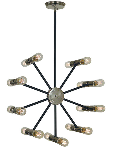 Framburg Nebula 18 - Light Polished Nickel with Matte Black Accents Chandelier 5086 PN/MBLACK