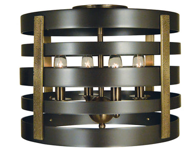Framburg Pastoral 4 - Light Mahogany Bronze with Antique Brass Accents Flush Mount 5090 MB/AB