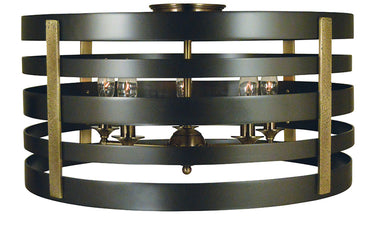 Framburg Pastoral 5 - Light Mahogany Bronze with Antique Brass Accents Flush Mount 5092 MB/AB