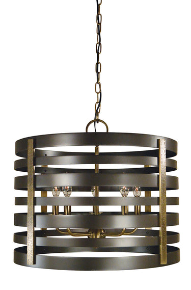 Framburg Pastoral 5 - Light Mahogany Bronze with Antique Brass Accents Chandelier 5095 MB/AB
