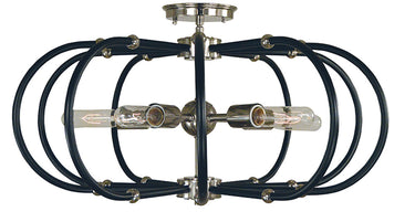 Framburg Pulsar 5 - Light Polished Nickel with Matte Black Accents Flush Mount 5100 PN/MBLACK