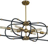 Framburg Pulsar 6 - Light Antique Brass with Matte Black Accents Chandelier 5106 AB/MBLACK