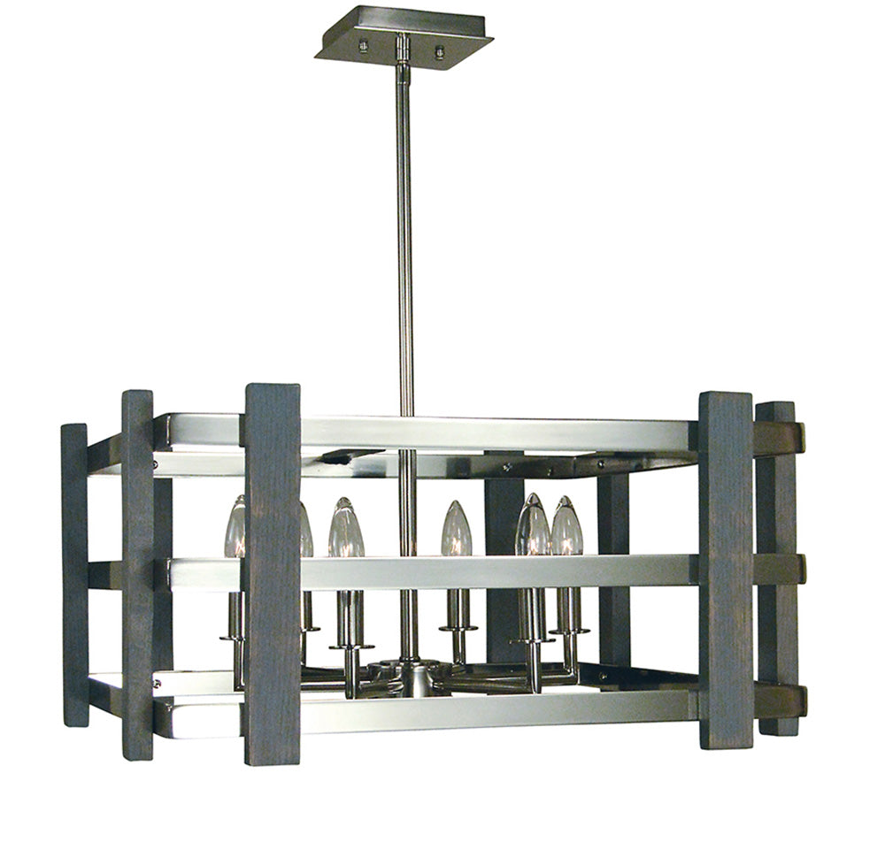 Framburg 6-Light Polished Nickel Arcadia Dual Mount Chandelier