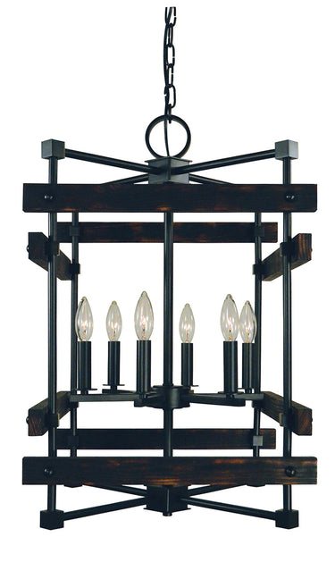 Framburg Rustic Chic 6 - Light Matte Black Dining Chandelier 5276 MBLACK