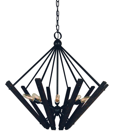 Framburg Rustic Chic 10 - Light Matte Black Foyer Chandelier 5280 MBLACK