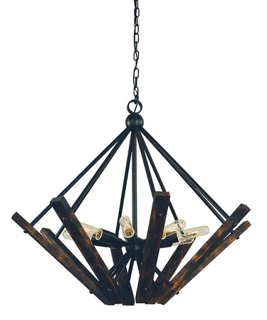 Framburg Rustic Chic 8 - Light Matte Black Dining Chandelier 5288 MBLACK