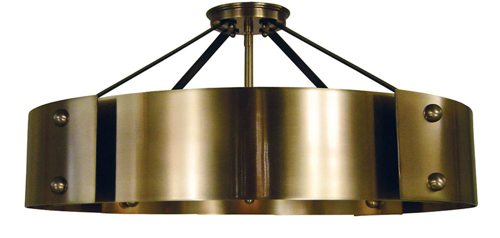 Framburg 8-Light Antique Brass Matte Black Lasalle Semi-Flush