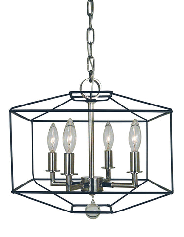 Framburg Isabella 4 - Light Polished Nickel with Matte Black Accents Dual Mount Chandelier 5304 PN/MBLACK