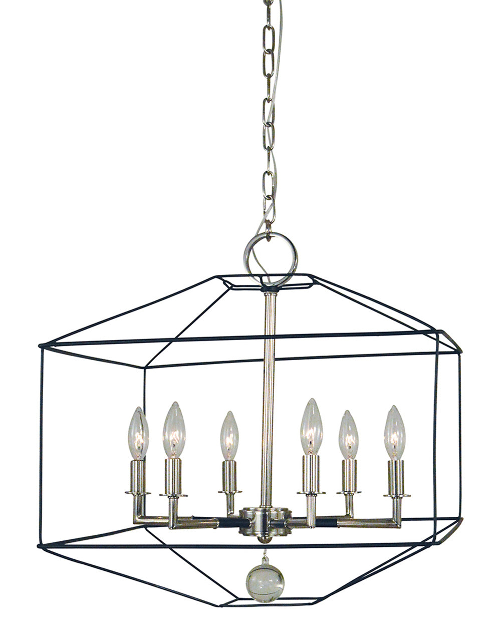 Framburg 6-Light Polished Nickel Matte Black Isabella Chandelier