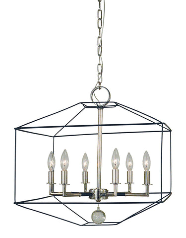 Framburg Isabella 6 - Light Polished Nickel with Matte Black Accents Dining Chandelier 5306 PN/MBLACK
